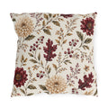 Burgundy dahlias, oak leaves and berries on cream outdoor pillow