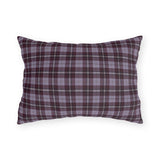Burgundy and lavender grey tartan plaid outdoor lumbar pillow