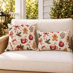Gingerbread Treat Red Outdoor Lumbar Pillow
