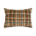 Brown, forest green and cream rustic plaid outdoor lumbar pillow