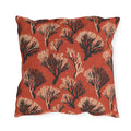Cream and black sea coral branches on coral red outdoor pillow