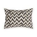 Hand-painted black chevron zigzag on oatmeal outdoor lumbar pillow