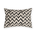 Hand-painted black chevron zigzag on oatmeal outdoor lumbar pillow