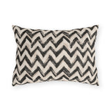 Hand-painted black chevron zigzag on oatmeal outdoor lumbar pillow