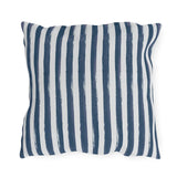 Hand-painted navy and white vertical stripe outdoor pillow
