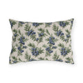 Blue juniper berries and green foliage on cream outdoor lumbar pillow
