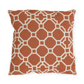 Terracotta Moroccan trellis outdoor pillow with a cream octagon lattice