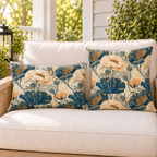 Dragonfly Poppy Slate Outdoor Pillow