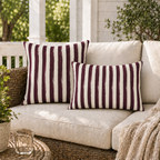 Painted Stripe Plum Outdoor Pillow