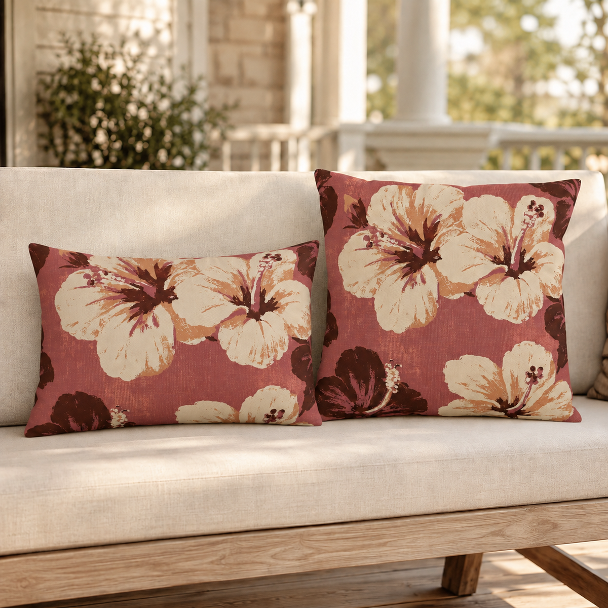 Hibiscus Rose Outdoor Pillow