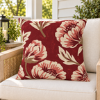 Painted Peony Red Outdoor Pillow