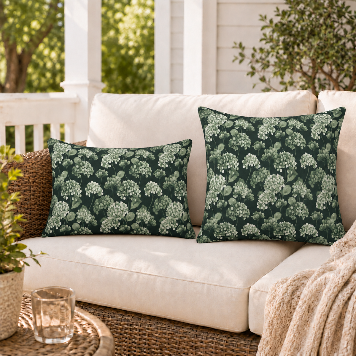 Hydrangea Sage Outdoor Pillow