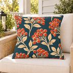 Berry Branch Teal Outdoor Pillow
