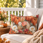 Harvest Bouquet Orange Outdoor Lumbar Pillow