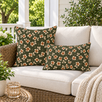 Meadow Bloom Olive Outdoor Lumbar Pillow