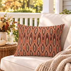 Ikat Diamond Rust Outdoor Lumbar Pillow