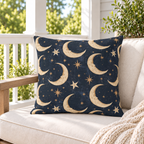 Crescent Moon Navy Outdoor Pillow