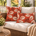 Rosehip Leaf Terracotta Outdoor Lumbar Pillow