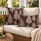 Fir Stand Chocolate Outdoor Pillow