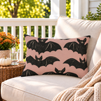 Block Print Bat Blush Outdoor Lumbar Pillow
