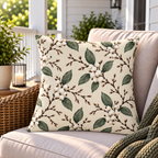 Cream outdoor pillow with snowberry branches, second view
