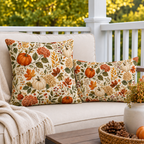 Harvest Pumpkin Cream Outdoor Lumbar Pillow