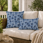 Poppy Field Blue Outdoor Pillow