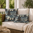 Haunted House Slate Outdoor Pillow