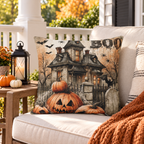 Boo Manor Orange Outdoor Pillow