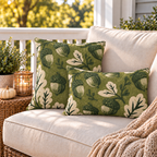 Oak Acorn Olive Outdoor Lumbar Pillow