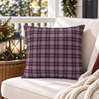 Highland Plaid Wine Outdoor Pillow