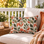 Autumn Botanical Rust Outdoor Lumbar Pillow