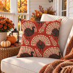 Harvest Turkey Red Outdoor Pillow