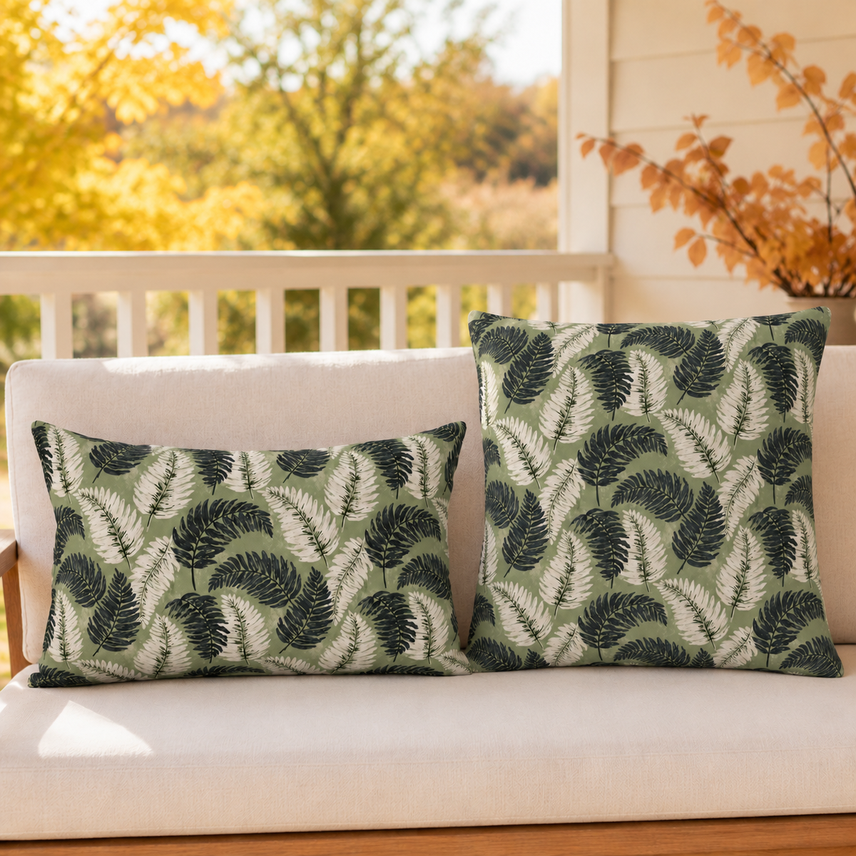 Fern Frond Sage Outdoor Pillow