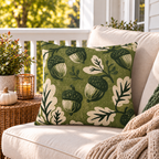 Oak Acorn Olive Outdoor Pillow