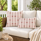 Ribbon Bow Blush Outdoor Pillow