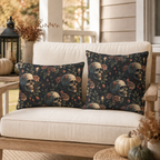 Gothic Skull Rose Outdoor Lumbar Pillow