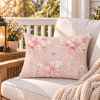 Poinsettia Rose Outdoor Lumbar Pillow