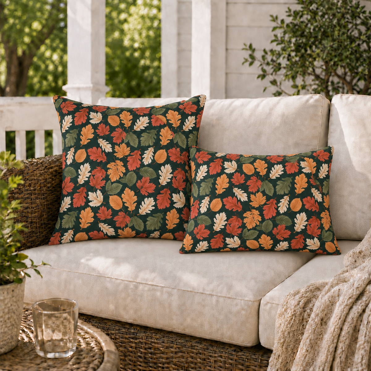 Woodland Leaf Forest Outdoor Pillow
