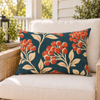 Berry Branch Teal Outdoor Lumbar Pillow