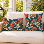Berry Branch Teal Outdoor Pillow