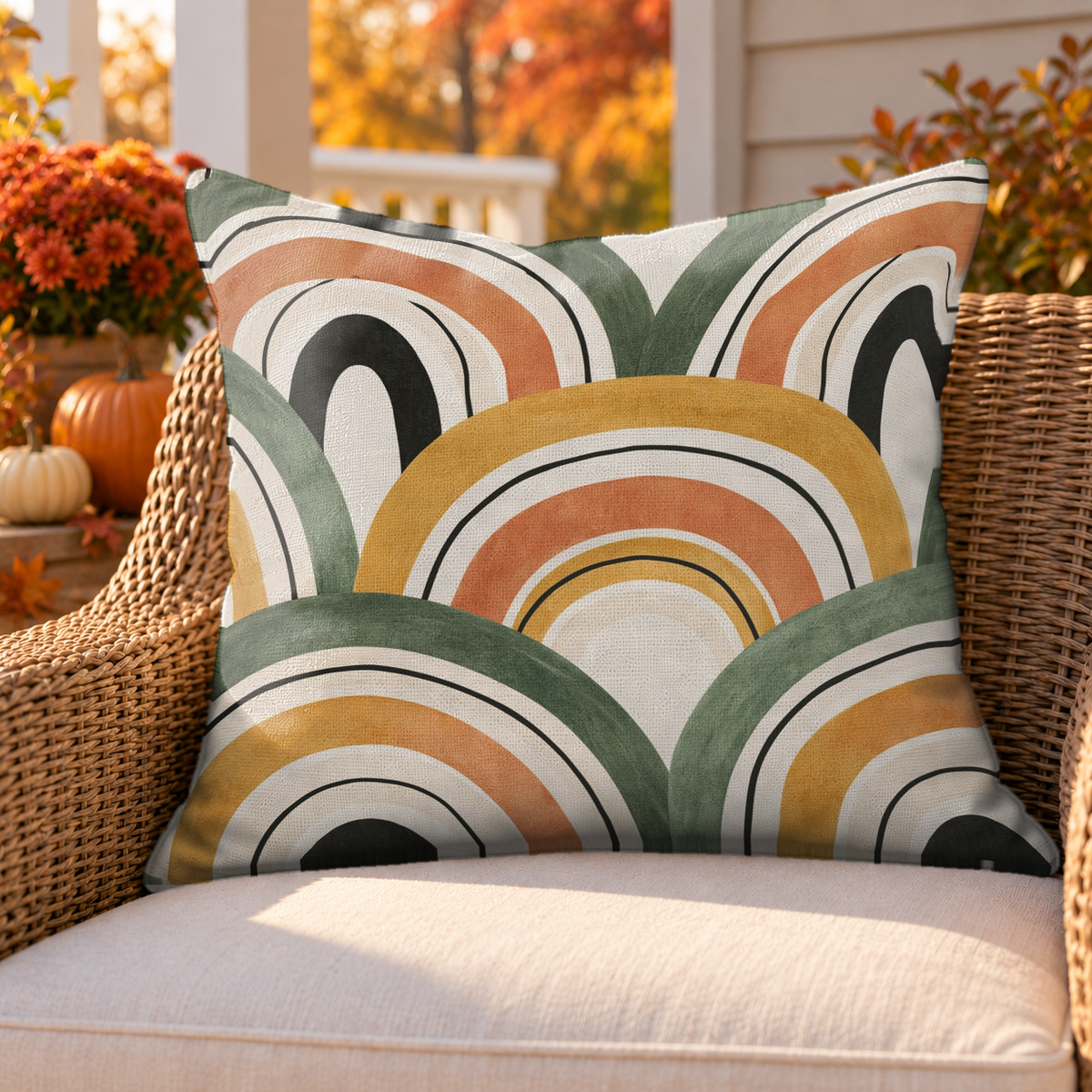 Arch Scallop Ochre Outdoor Pillow