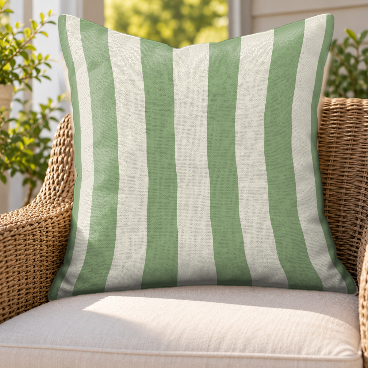 Cabana Stripe Sage Outdoor Pillow