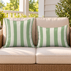 Cabana Stripe Sage Outdoor Lumbar Pillow