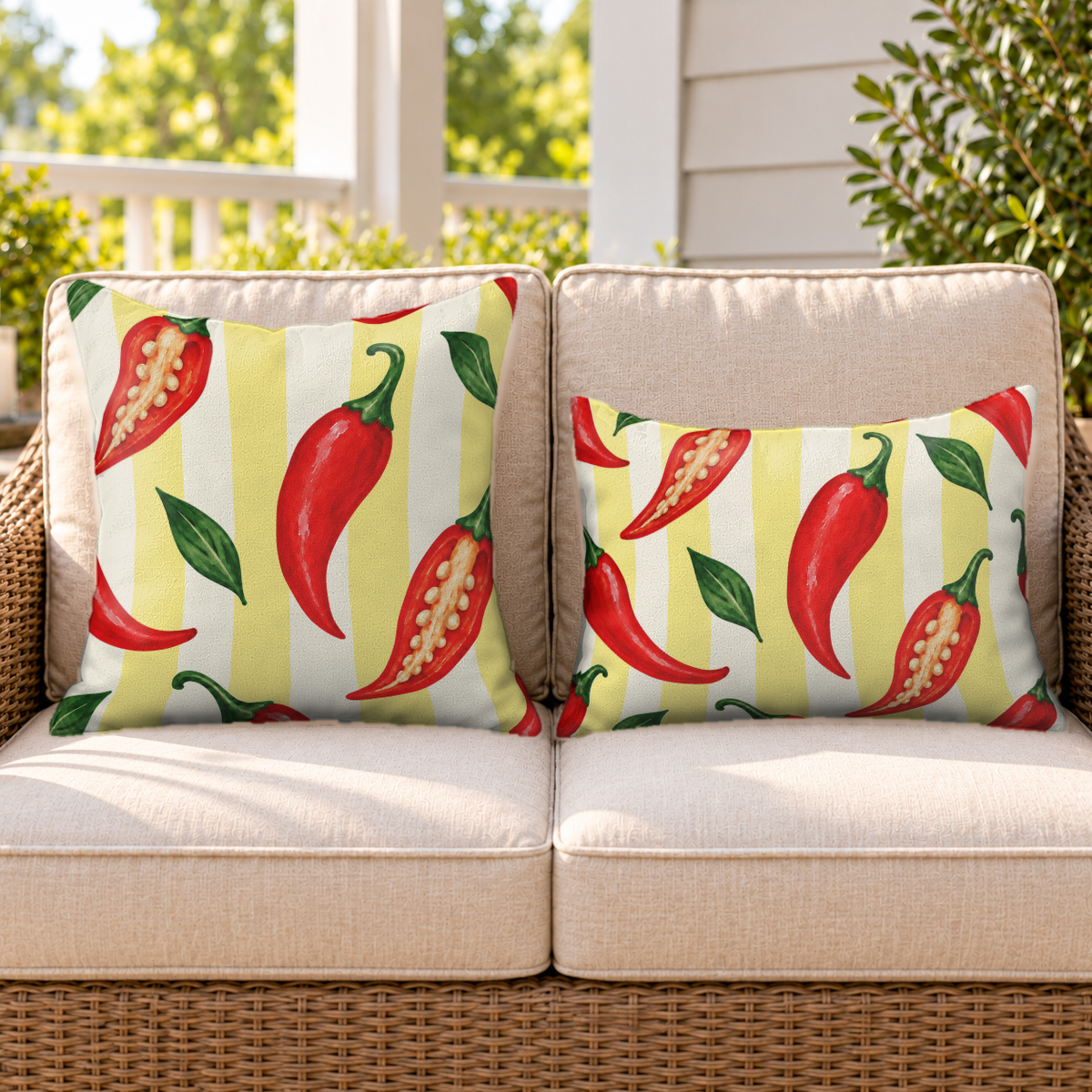 Chili Pepper Red Outdoor Lumbar Pillow