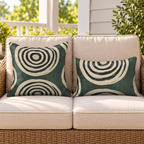 Concentric Ring Forest Outdoor Pillow