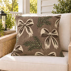 Spruce Bow Chocolate Outdoor Pillow