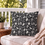 Woodland Leaf Charcoal Outdoor Pillow