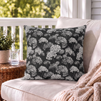 Hydrangea Black Outdoor Pillow