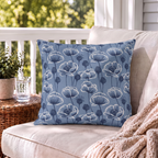 Poppy Field Blue Outdoor Pillow
